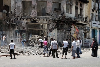 Un edificio destruido en Adén, capital del sur de Yemen. (Saleh AL-OBEIDI/AFP) 