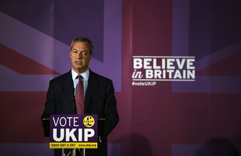 Nigel Farage, en un acto de la pasada campaña electoral. (Adrian DENNIS / AFP)