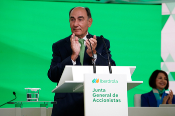 El presidente de Iberdrola, Ignacio Sánchez Galán, este viernes en la junta de accionistas.